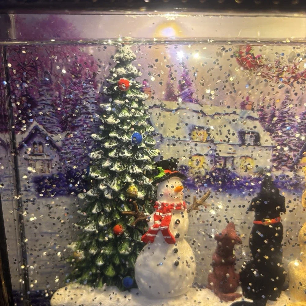 RAZ Imports Lighted Snow Globe Water Lantern Christmas Dogs Santa Scene    READ